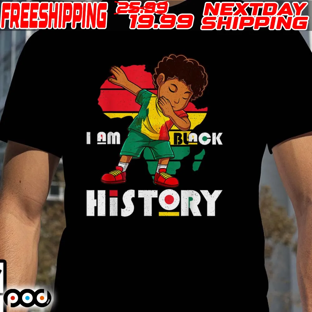 I Am Black History Month Kids Boys Afro African American Shirt