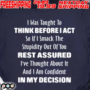 I Was Taught To Think Before I Act So If I Smack The Stupidity Shirt