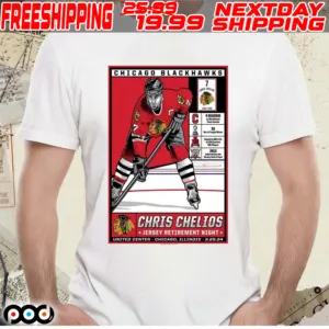 Chicago Blackhawks Chris Chelios Jersey Retirement Night United Center Chicago, IL 2.25.24 Poster_