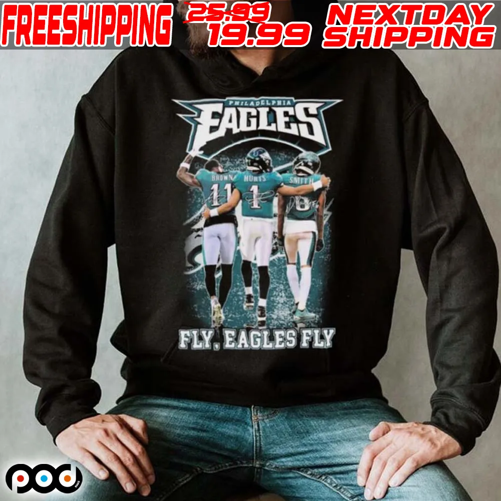 Fly Eagles Fly Aj Brown Jalen Hurts And Devonta Smith Signatures Shirt (2)