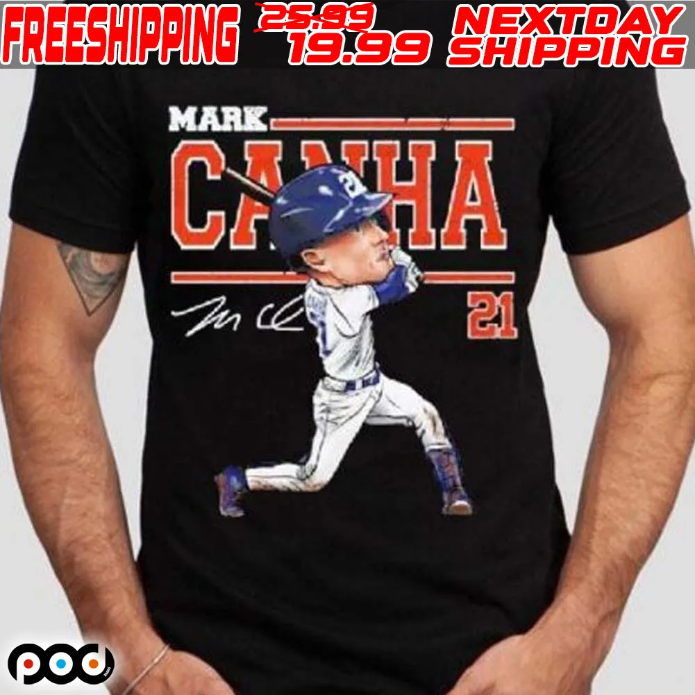 Nice Mark Canha 21 Detroit Tigers Baseball Signature Caricature Shirt