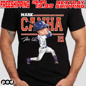 Nice Mark Canha 21 Detroit Tigers Baseball Signature Caricature Shirt