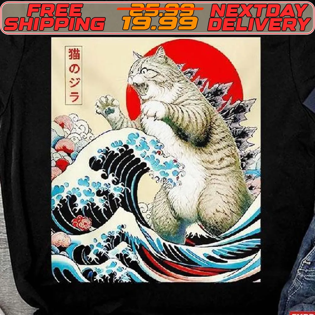 Best Catzilla The Great Wave Off Kanagawa Shirt