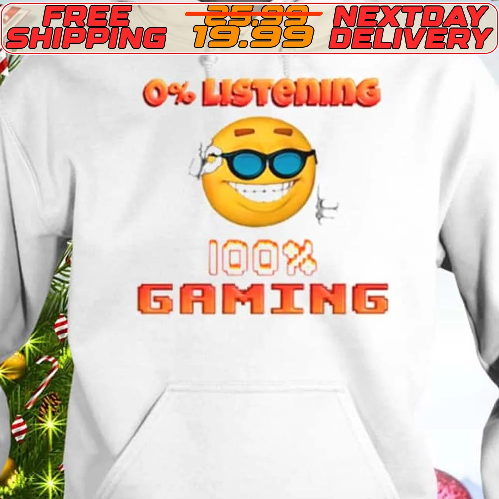 0% Listening 100% Gaming Emoji Shirt