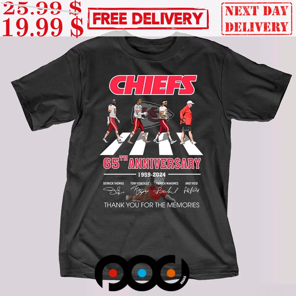 Kansas City Chiefs Abbey Road Chiefs 65th Anniversary 1959 2024 Thank You For The Memories Signature Shirt