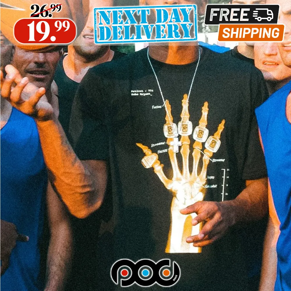 Kobe Bryant Wearing 5 Rings Skeleton X Ray Hand Shirt