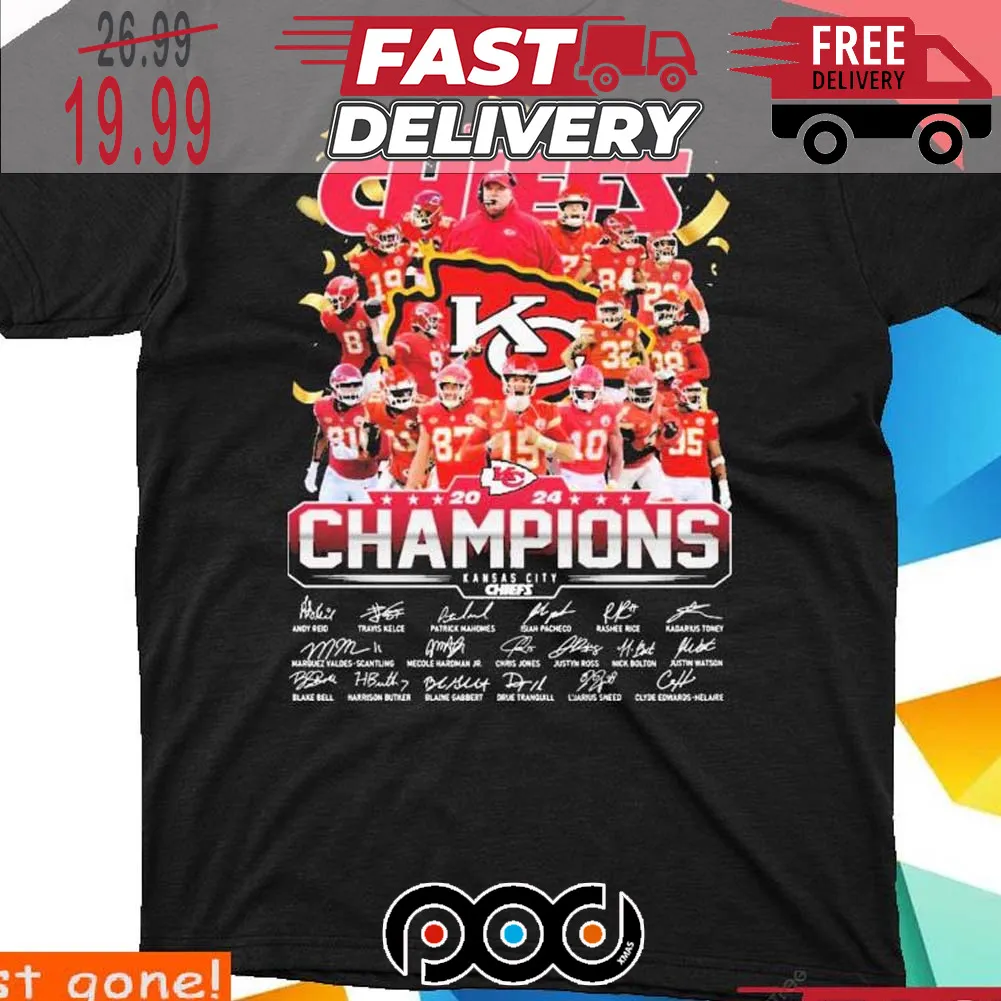 Kansas City Chiefs Football Team AFC Championship Champions Signatures Super Bowl NFL Shirt
