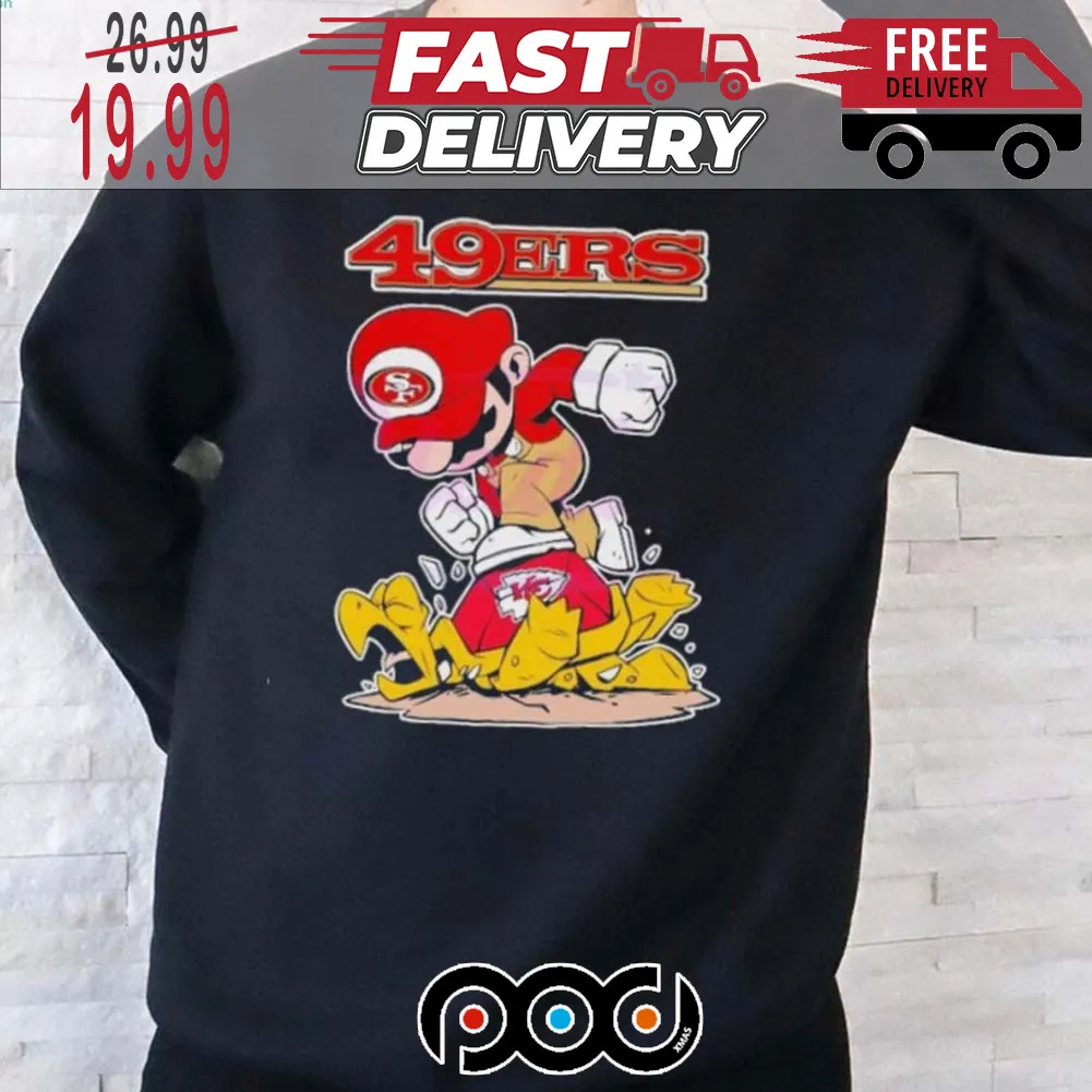 Mario 49ers Stomps On Kansas City Chiefs Super Bowl NFL Shirt