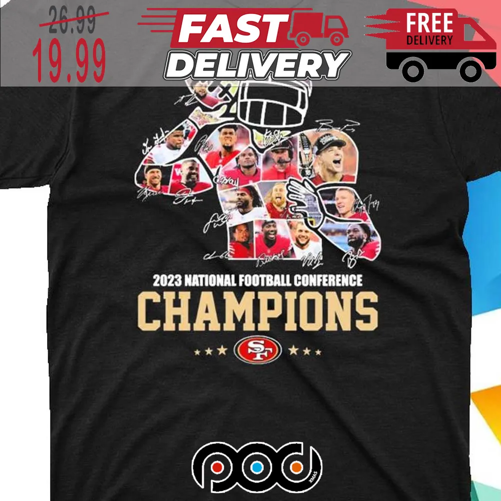 Niners 49ers Players Signature 2023 NFC Champions San Francisco 49ers Super Bowl NFL Shirt