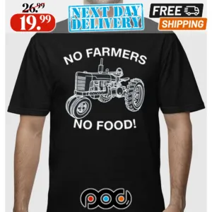 No Farmers No Food John Deere Vintage Tractor Outline Drawing Shirt
