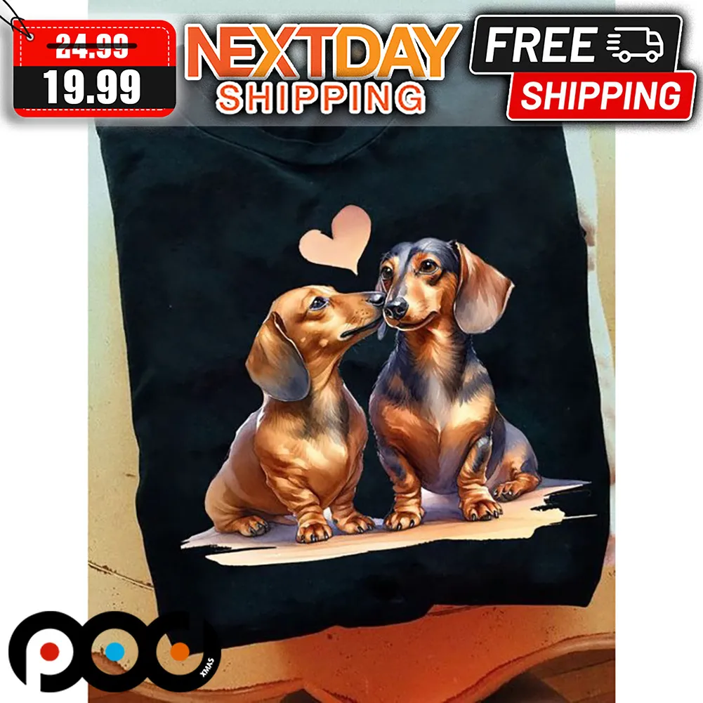 Couple Dachshund Kissing Valentine Shirt