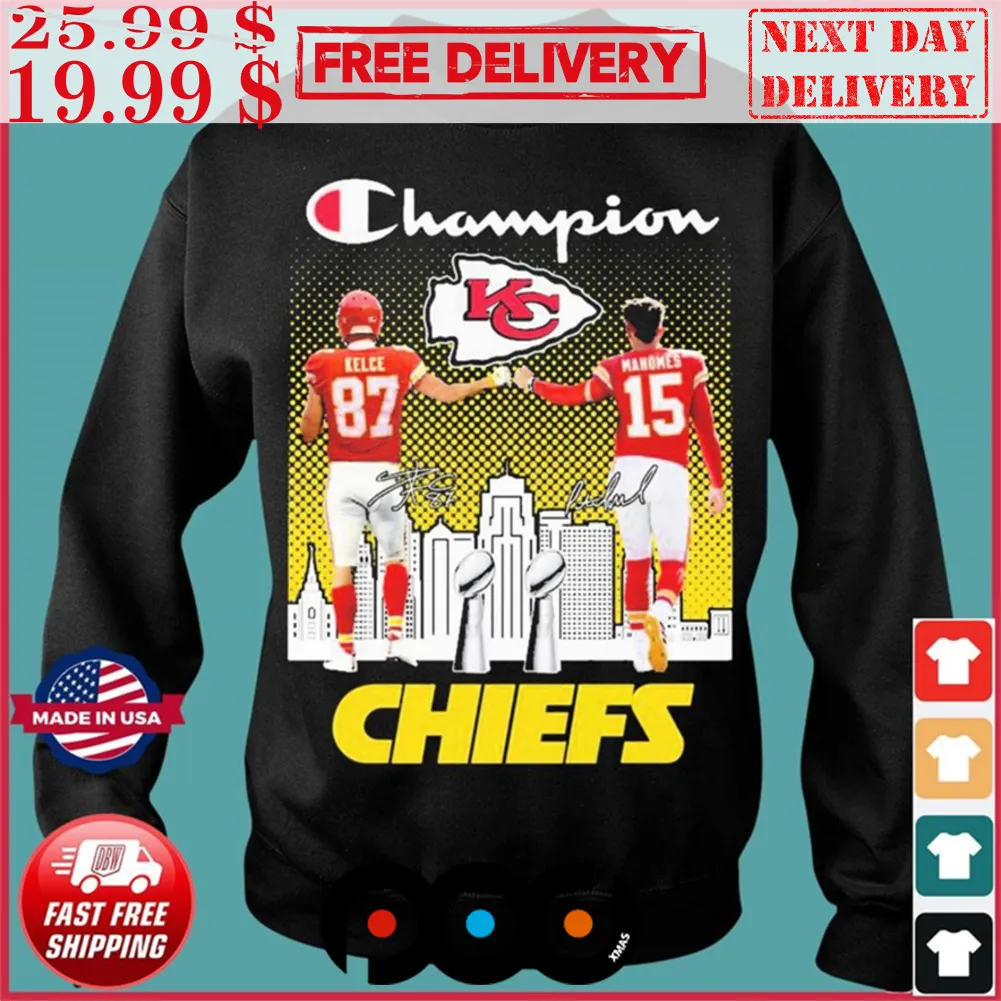 Champions Travis Kelce And Patrick Mahomes Kansas City Chiefs Super Bowl LVIII Shirt