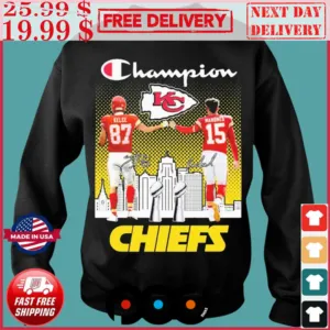 Champions Travis Kelce And Patrick Mahomes Kansas City Chiefs Super Bowl LVIII Shirt