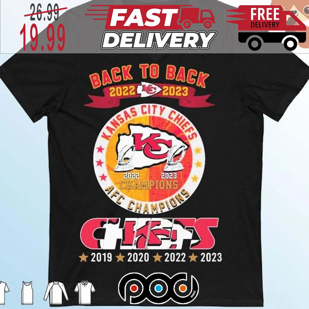 Back To Back 2022 2023 Kansas City Chiefs AFC Champions Chiefs Logo Super Bowl NFL Shirt