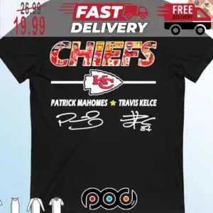 Kansas City Chiefs Patrick Mahomes And Travis Kelce LVIII Super Bowl NFL Signatures Shirt