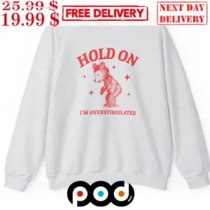 New Rare Hold On I’m Overstimulated Cute Meme Shirt