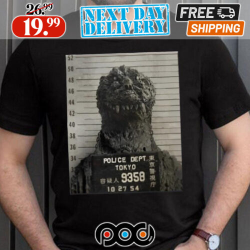 Godzilla Mugshot Police Dept Tokyo En 9358 Shirt