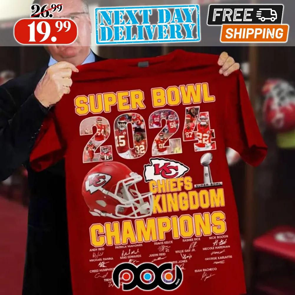 Super Bowl 2024 Kansas City KC Chiefs Kingdom Champions Signatures Shirt