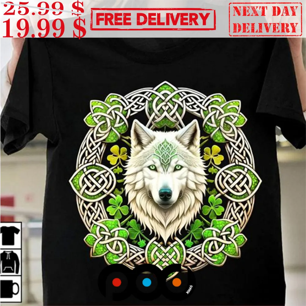 Wolf St Patricks Day Animal Leprechaun Hat Shamroc Shirt
