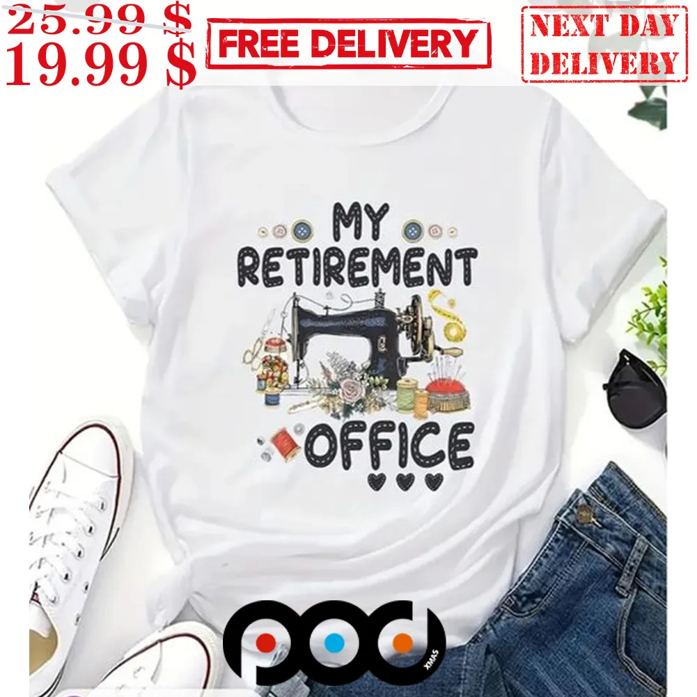 I‘ll Be In My Office Sewing Machine With Cute Buttons Floral Shirt