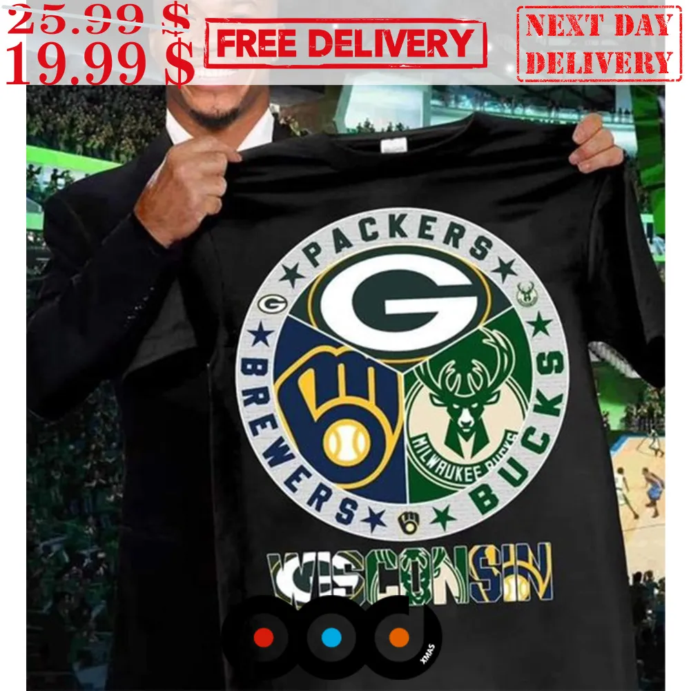 Wisconsin Green Bay Packers Brewers Milwaukee Bucks Shirt