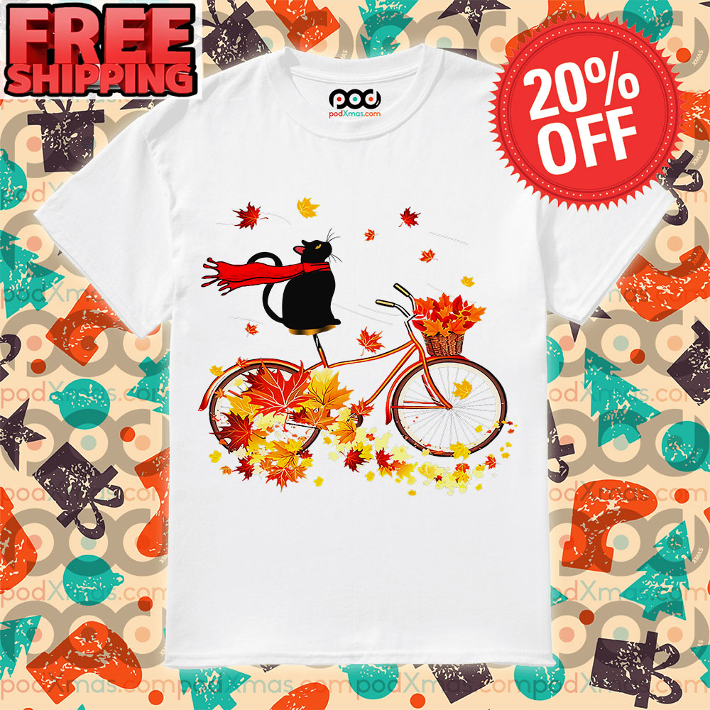 Black Cat Orange Bike Autumn Shirt