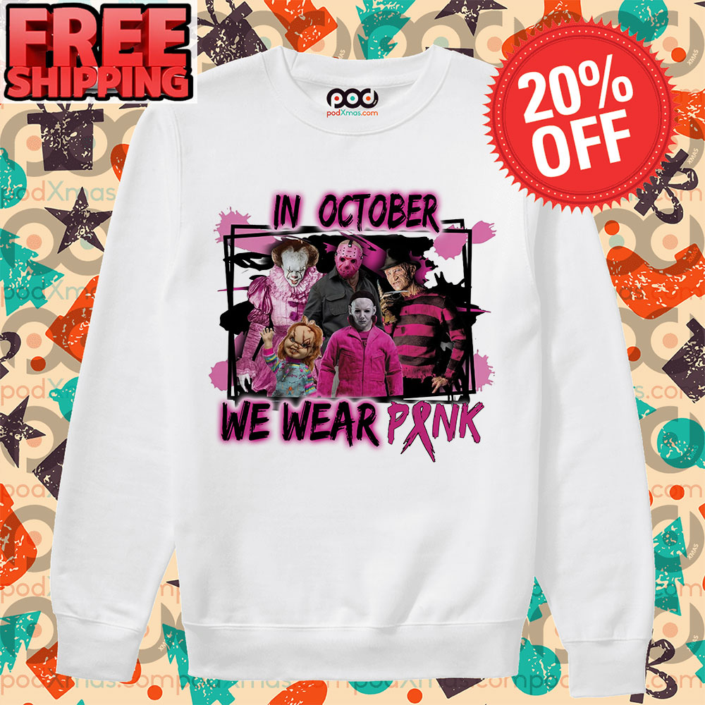 In October We Wear Pink Horror Halloween Long Sleeve
