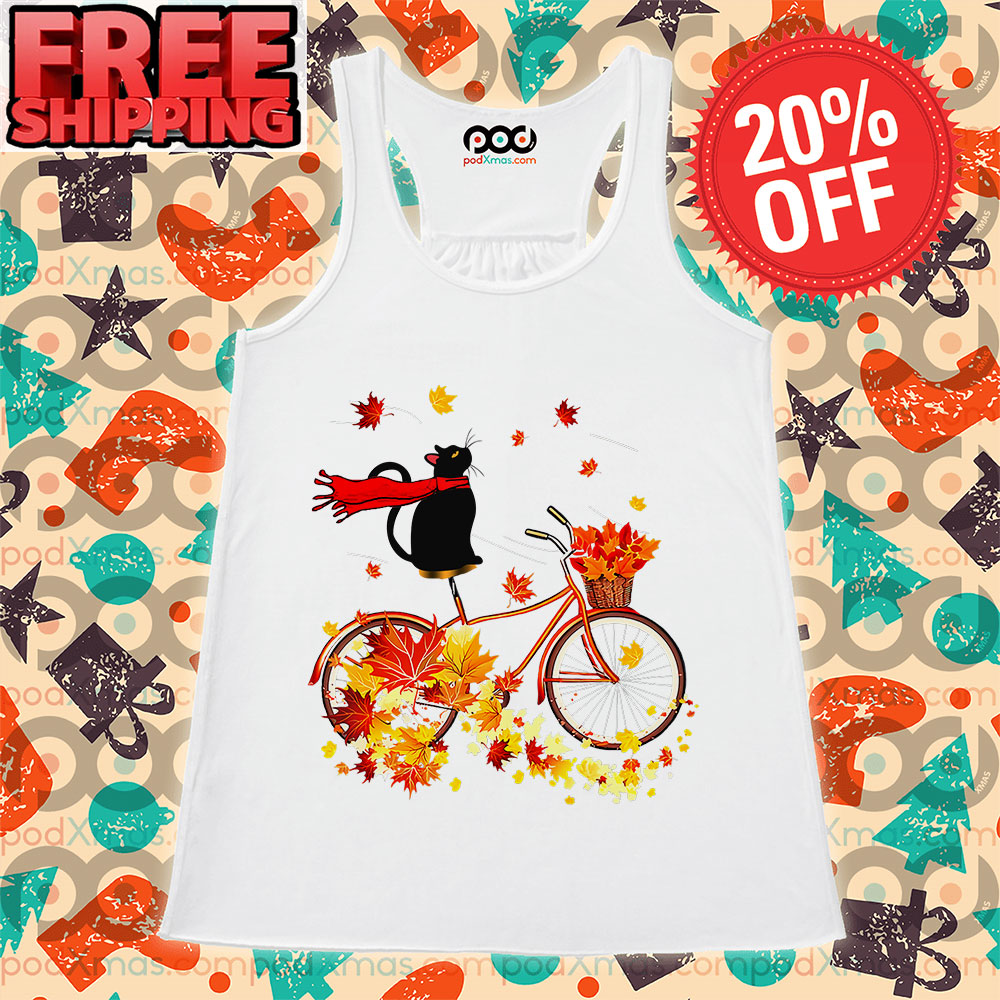 Black Cat Orange Bike Autumn Tank Top