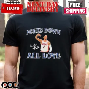 Forks Down All Love Caleb Love Signature Arizona Wildcats Basketball Shirt