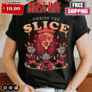 Praise the Slice Cute Evil Dark Funny Baphomet Pizza Shirt