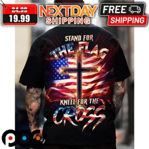 Jesus Stand For The Flag Kneel For The Cross American Flag Shirt
