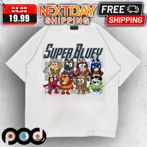 Super Bluey Spider Man Hulk Iron Man Shirt