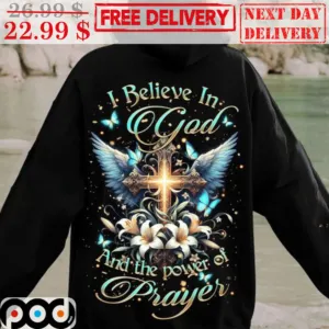 Cross Wings Floral I Believe In God And The Power Of Prayer Shirt