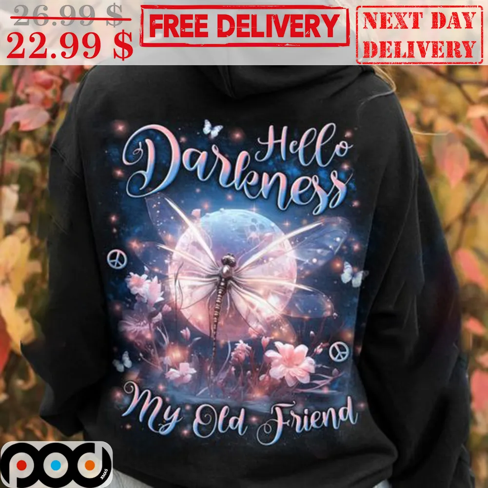Dragonfly Moon Hello Darkness My Old Friend Hippies Shirt