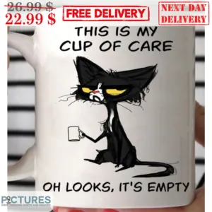 Black Cat This Is My Cup Of Care Oh Looks It's Empty Mug