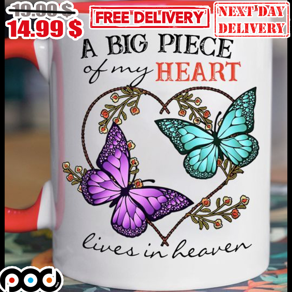 Butterfly A Big Piece Of My Heart Lives In Heaven Mug