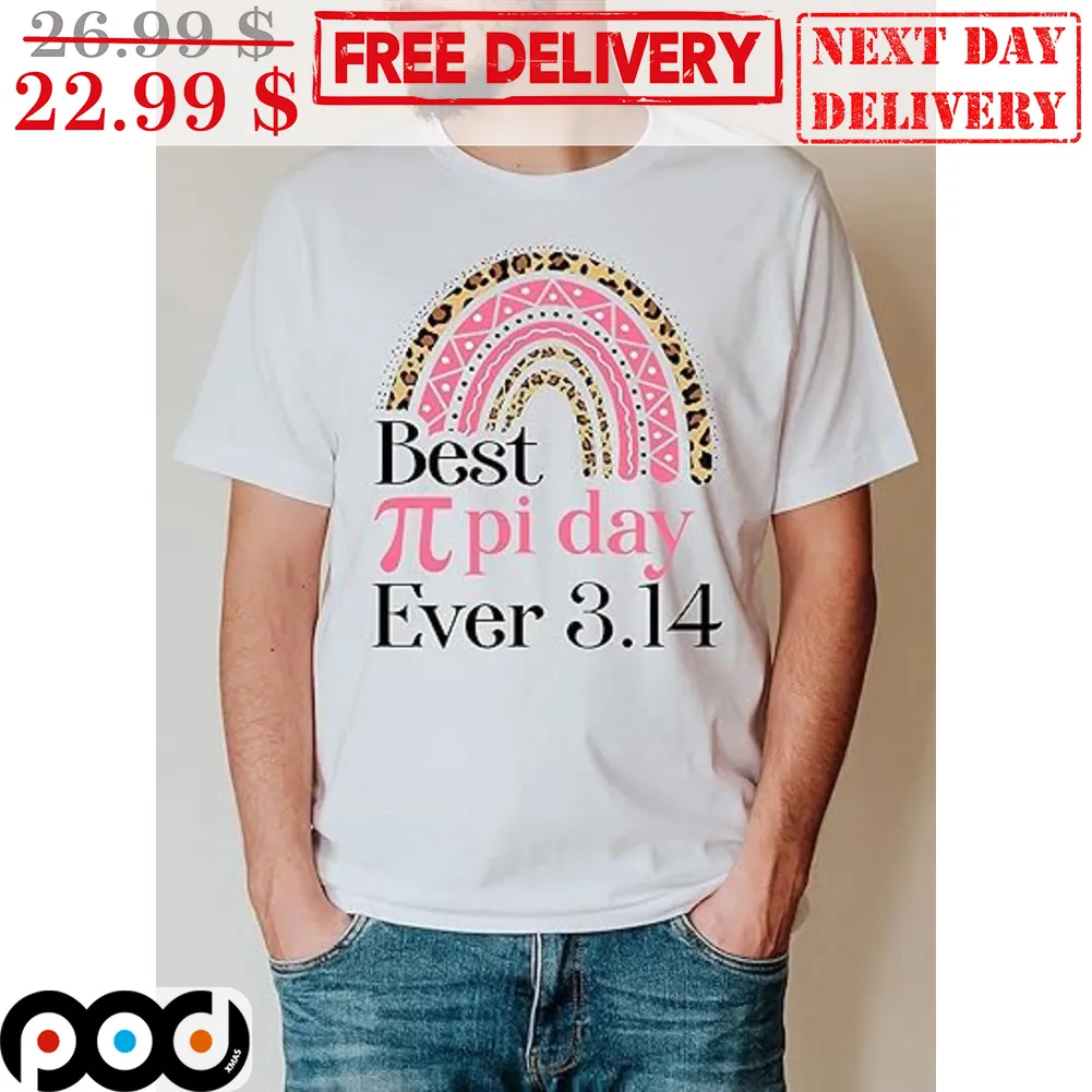 Best Pi Day Ever 3.14 Leopard Rainbow Math Lover Shirt