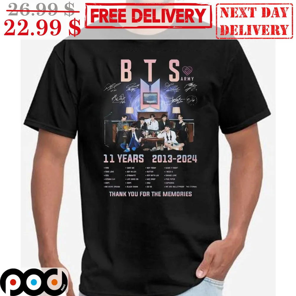 BTS 11 Years 2013 2024 Thank You For The Memories Signature Shirt