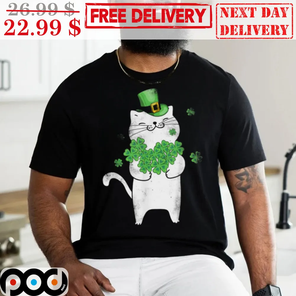 Cat Leprechan Shamrock St Patrick's Day Shirt