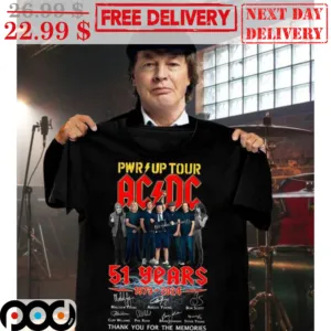 PWR Up Tour AC DC 51 Years 1973-2024 Signature Thank You For The Memories Shirt