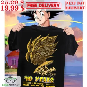Songoku Akira Toriyama 40 Years 1984-2024 Thank You For The Memories Signature Shirt
