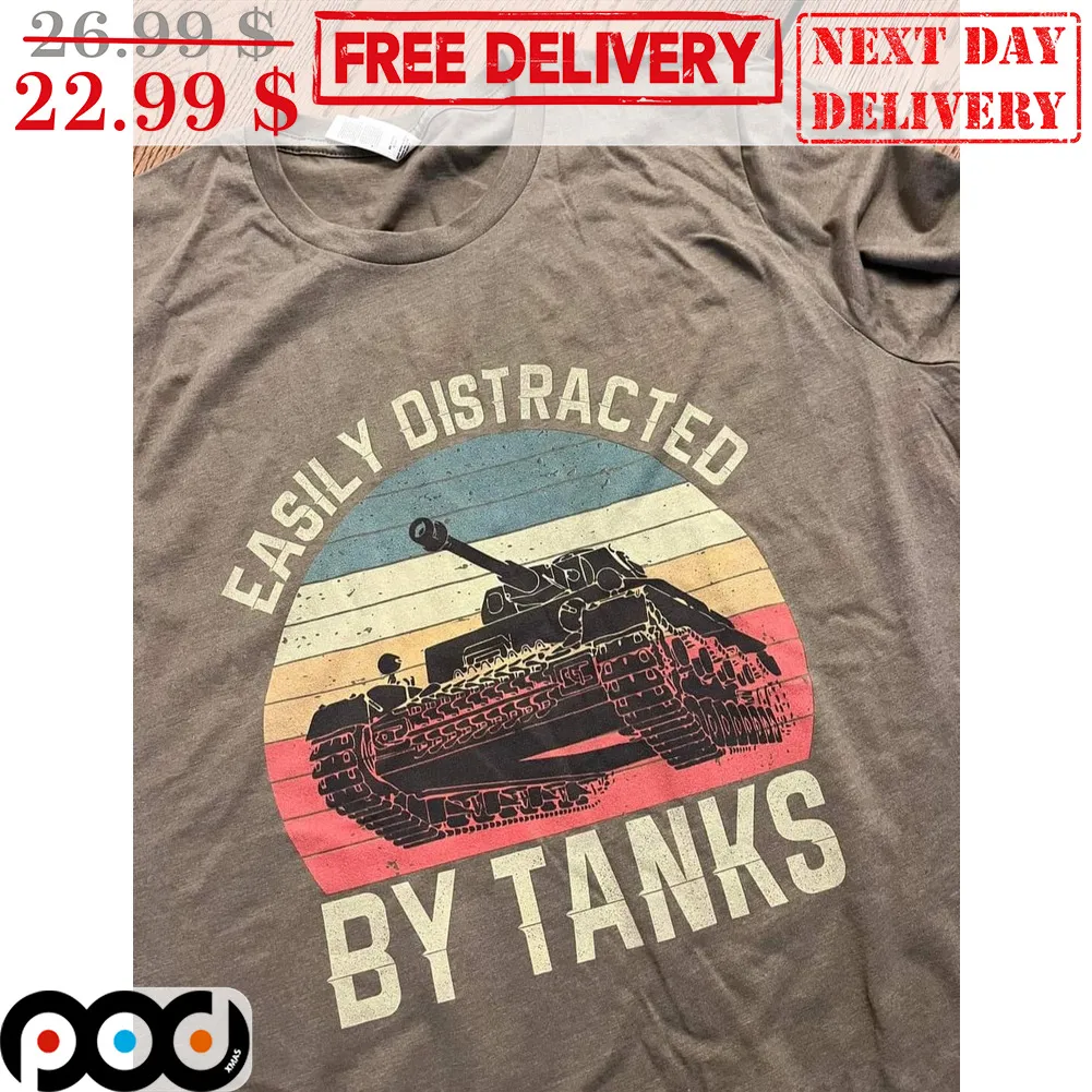 Easily Distracted By Tanks Retro Vintage Shirt