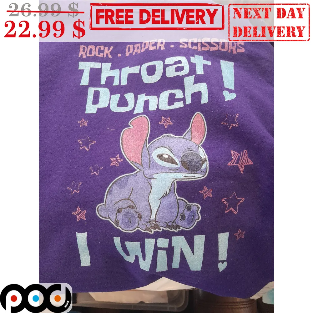 Stitch Rock Paper Scissors Throat Punch I Win Shirt