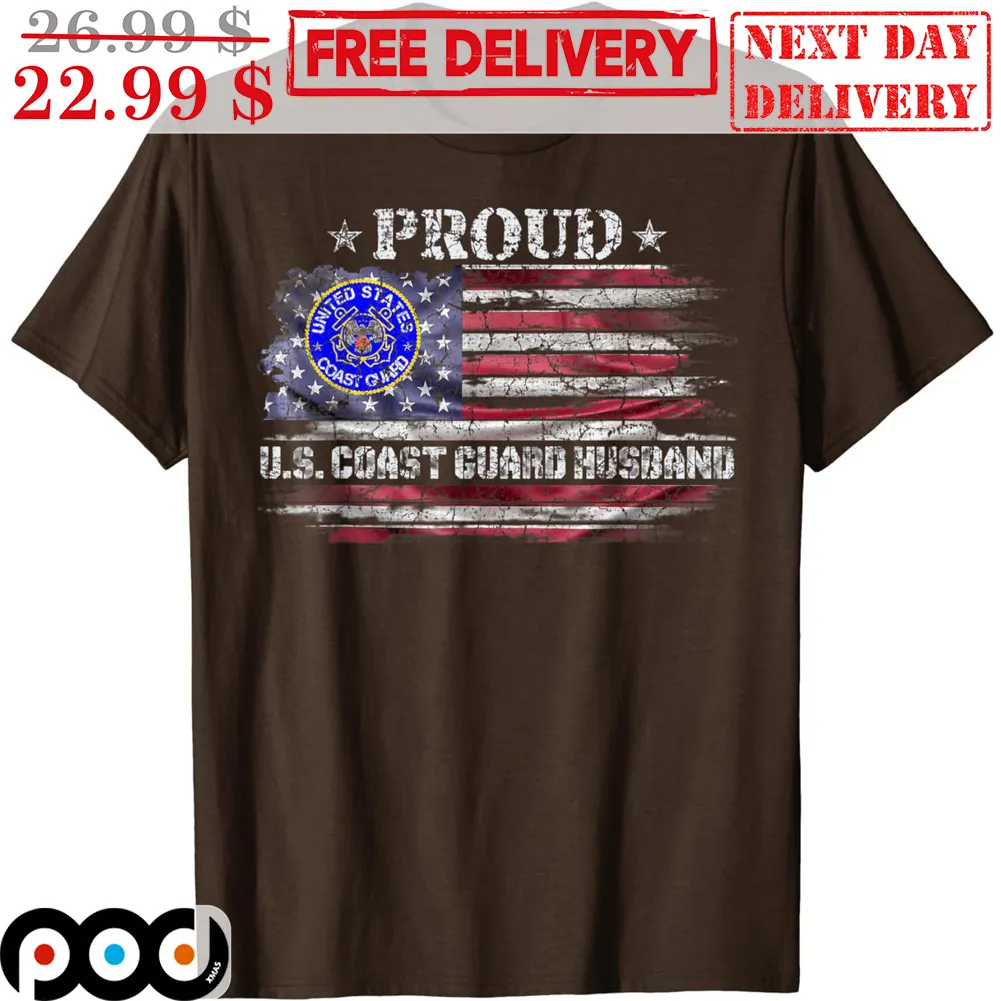 Proud US Coast Guard Husband American Flag Vintage Shirt