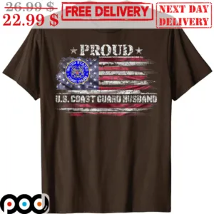 Proud US Coast Guard Husband American Flag Vintage Shirt