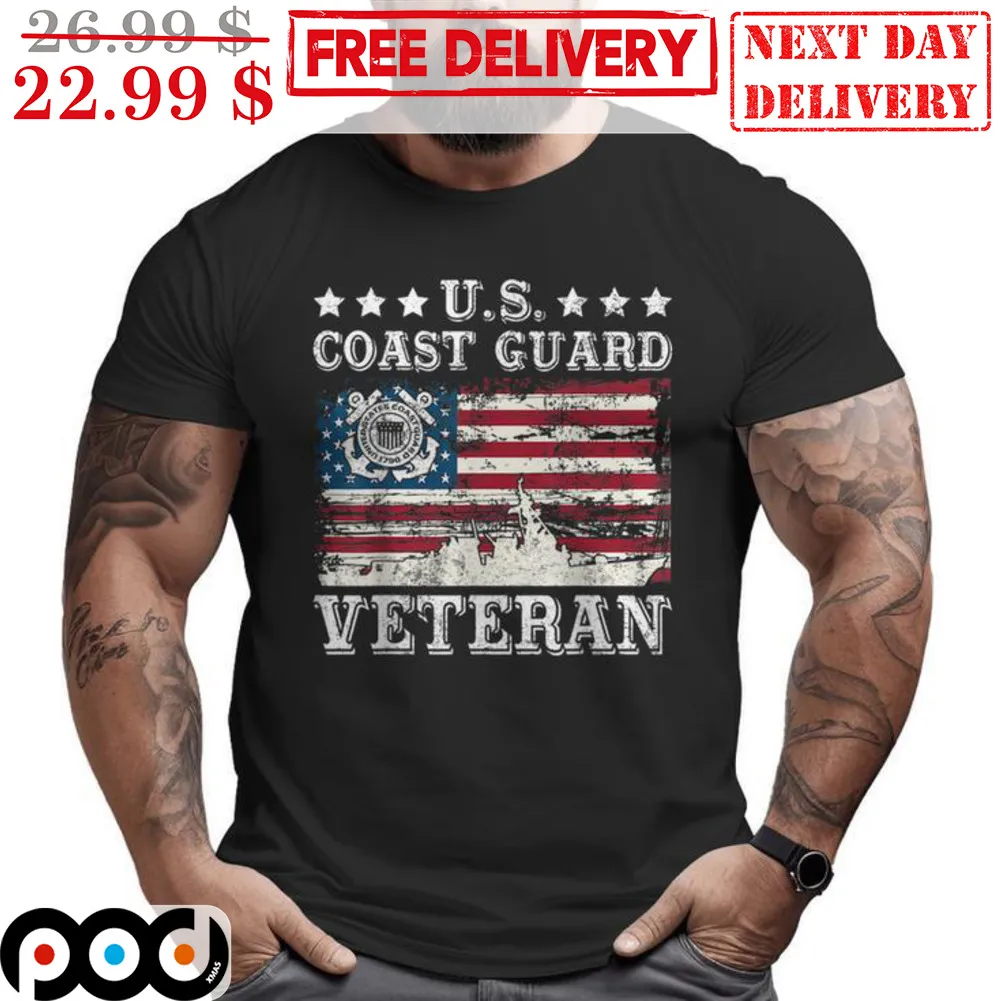 US Coast Guard Veteran American Flag Shirt
