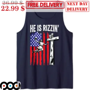 Jesus Basketball He Is Rizzin' US Flag Shirt