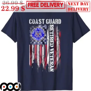 Coast Guard Retired Veteran US Flag Vintage Shirt
