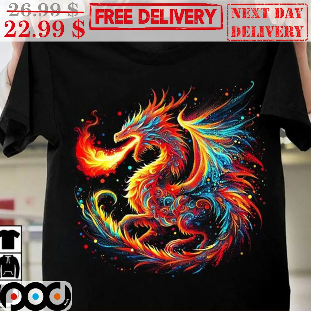 Dragon Fire Colorful Graphic Shirt