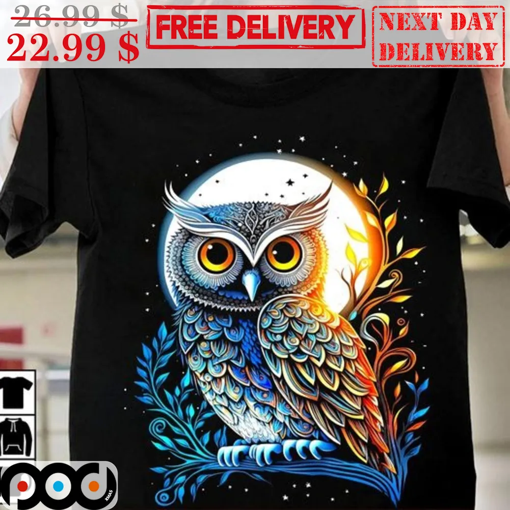 Owl Sunset Graphic Art Shirt